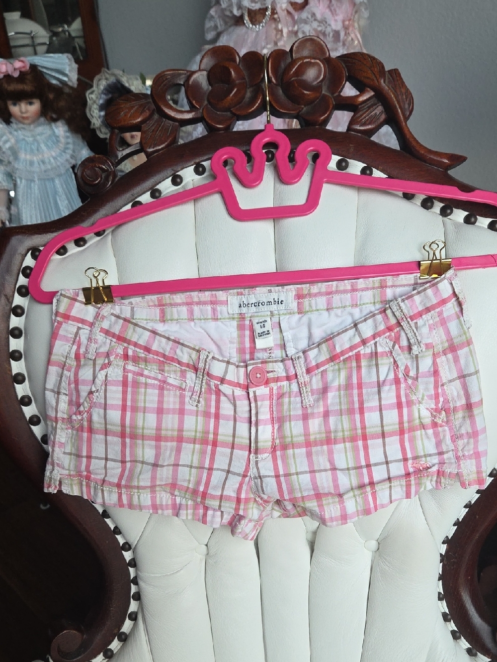 Vintage Y2k Abercrombie & Fitch Pink Plaid Cotton Women’s Jean Shorts